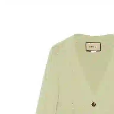 GUCCI SS22 V-Neck Tie Waist Knit Sweater Green