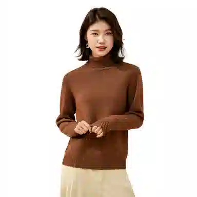 恒源祥 厚款保暖高领套头纯色毛衣 女款