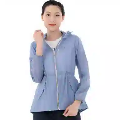 探路者 轻薄透气连帽拉链长袖防晒服 女款 云雾蓝