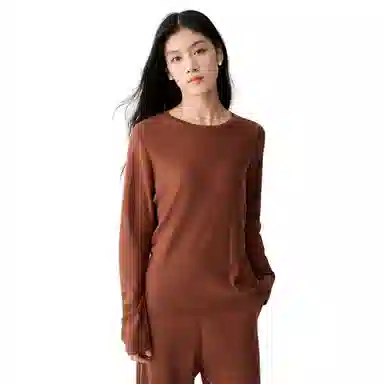 恒源祥 薄款纯色长袖圆领针织衫 女款