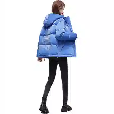 鸭鸭 字母拉链连帽羽绒服 女款