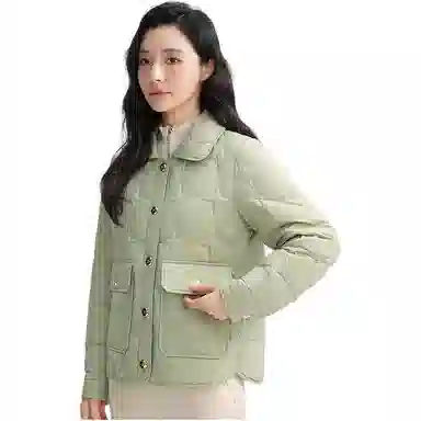 鸭鸭 纯色衬衫领轻薄时尚百搭羽绒服 女款