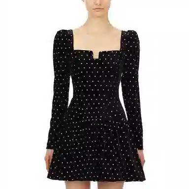 Self-portrait Classic Long Sleeve Dress Black