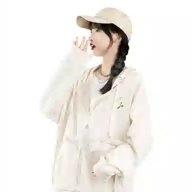 棉致 简约纯色宽松休闲连帽长袖卫衣 女款