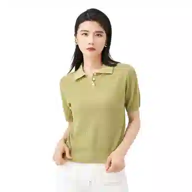 恒源祥 纯色翻领通勤气质针织衫 女款