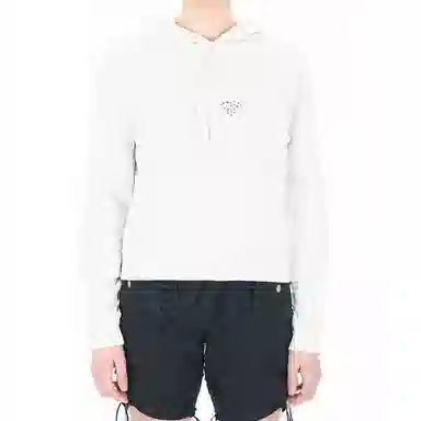 Saint Laurent Logo Drawstring Hoodie White