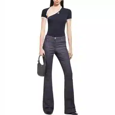 COURREGES FW24 SLASH CONTRAST T-SHIRT T Black Heritage White