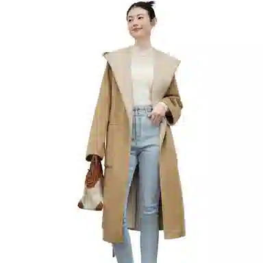 美洋 连帽翻领大衣 女款