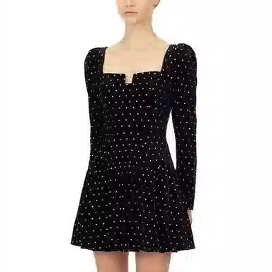 Self-portrait Classic Long Sleeve Dress Black