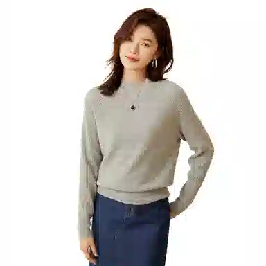 恒源祥 坑条半高领打底毛衣 女款