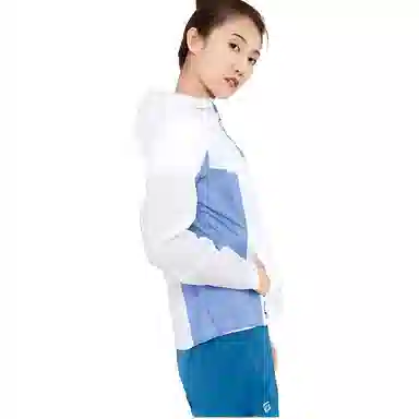 探路者 户外超薄防紫外线舒适防晒服 女款 白色/天际蓝