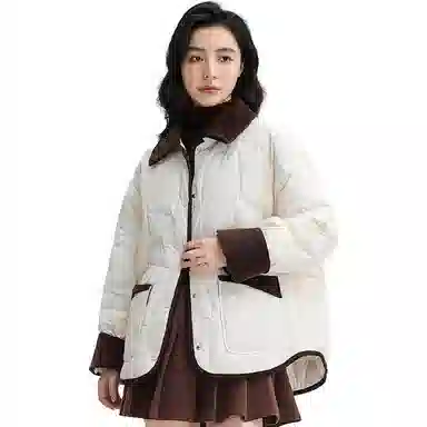 鸭鸭 保暖单排扣薄款长袖羽绒服 女