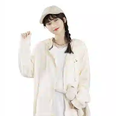 棉致 简约纯色宽松休闲连帽长袖卫衣 女款