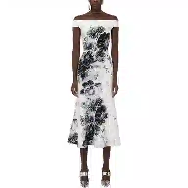 Alexander McQueen Chiaroscuro Jacquard Dress In White