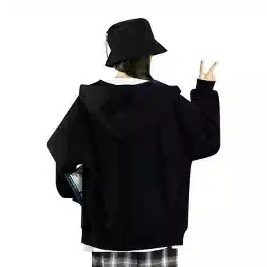 棉致 简约纯色宽松休闲连帽长袖卫衣 女款