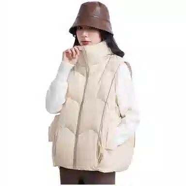 鸭鸭 时尚纯色立领百搭休闲加厚保暖简约外穿通勤办公室穿搭羽绒马甲 女款