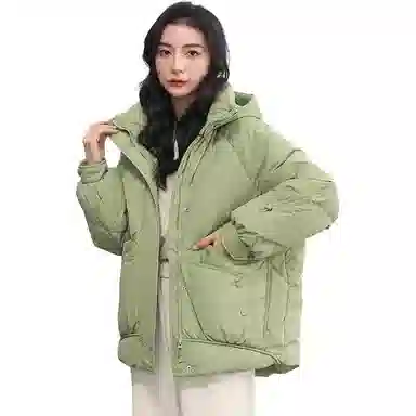 鸭鸭 连帽纯色长袖拉链羽绒服 女款