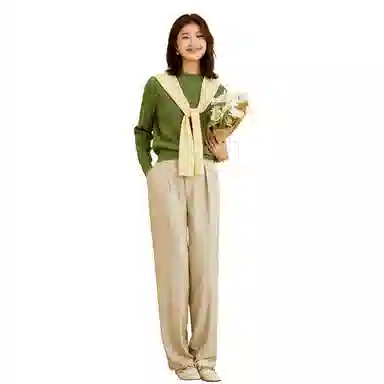 恒源祥 坑条半高领打底毛衣 女款