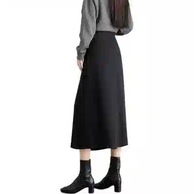 【dme】 纯色半身中长款休闲长裙 女款 黑色