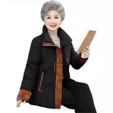 鸭鸭 韩版立领花色直筒羽绒服 女款