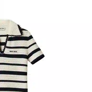 Miu Miu SS24 Striped Knit Mini Dress Ivory