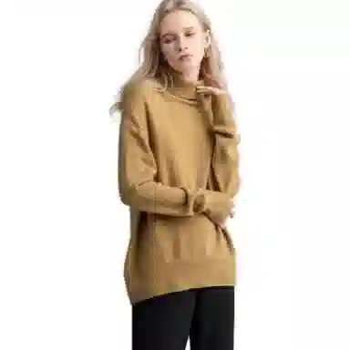 【dme】 高领休闲时尚宽松毛衣 女款 棕色