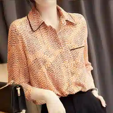 【dme】 雪纺衫碎花印花衬衣长袖衬衫 女款 秋叶黄