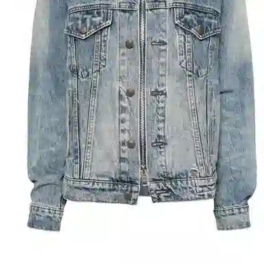 R13 SS24 Collarless Denim Jacket Wax Blue