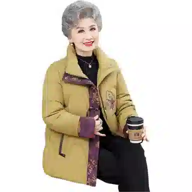 鸭鸭 韩版立领花色直筒羽绒服 女款