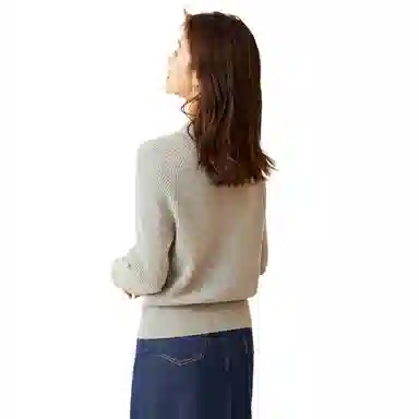 恒源祥 坑条半高领打底毛衣 女款