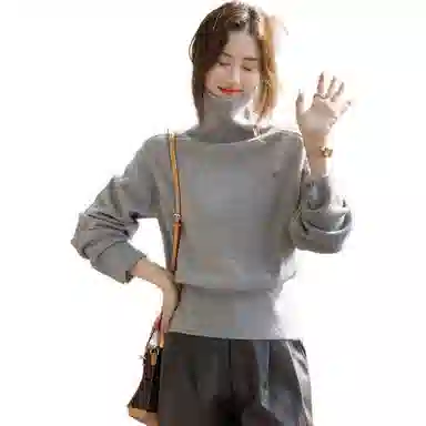 【dme】 纯色高领套头休闲长袖针织衫 女款