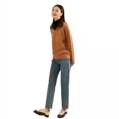 恒源祥 提花羊毛拉链领加厚毛衣 女款