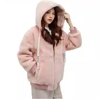 鸭鸭 纯色连帽加厚羽绒服 女款