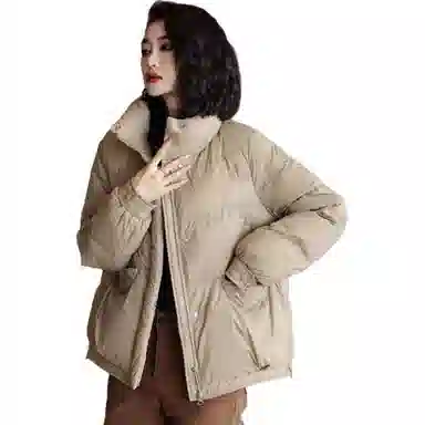 鸭鸭 立领无弹宽松拉链长袖保暖羽绒服 女款