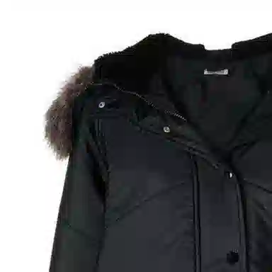 Miu Miu Solid Color Fur Collar Jacket Black