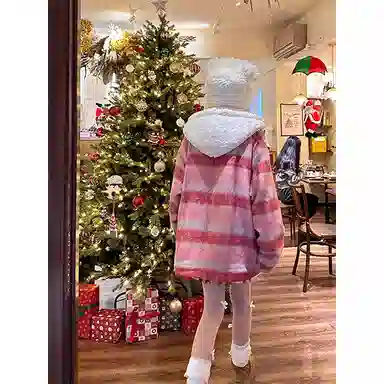 SUNSUNTOWN Fair Island Plaid Hooded Coat