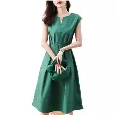 【dme】 收腰通勤宽松休闲无袖连衣裙