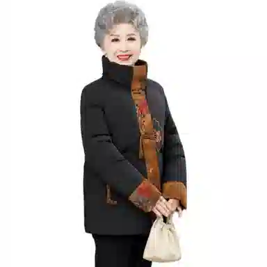 鸭鸭 韩版立领花色直筒羽绒服 女款