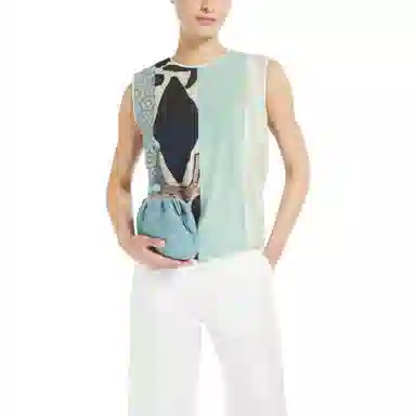 WEEKEND MaxMara Onirica Sleeveless Zip T-Shirt Light Green