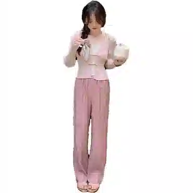 花栗鼠小姐 窄版纯色阔腿休闲裤 女款