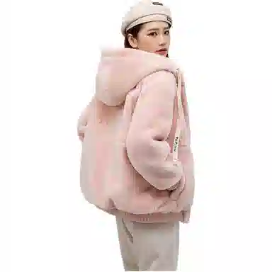 鸭鸭 纯色连帽加厚羽绒服 女款