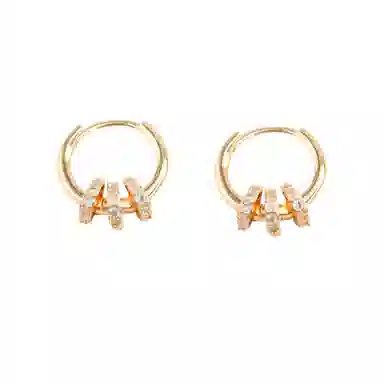 zoo jewel Elegant Gold Triple Ring Earrings S925 Silver