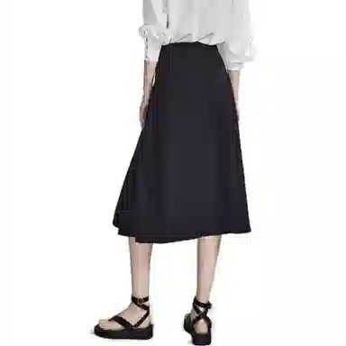 【dme】 纯色简约百褶休闲长裙 黑色