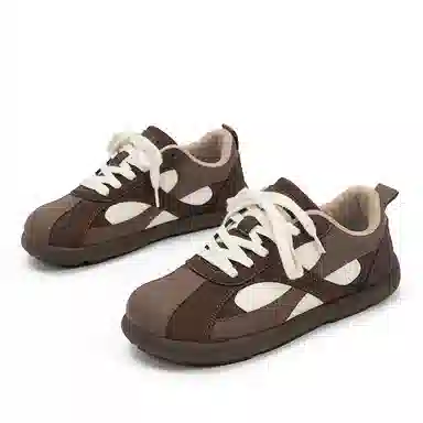 芭芭鸭 时尚休闲 舒适平底 系带 防滑耐磨 低帮 板鞋 女款 棕色