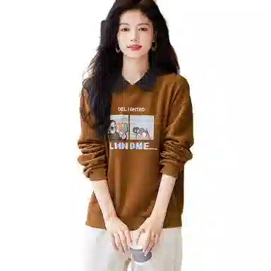 【dme】休闲字母印花宽松卫衣 女款 咖啡色