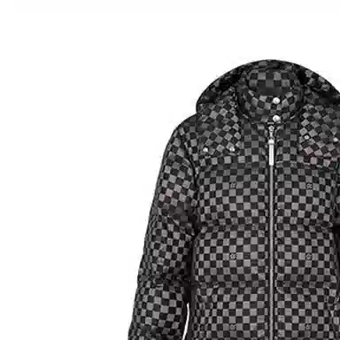 Louis Vuitton FW21 Checkerboard Long Hooded Down Jacket Black
