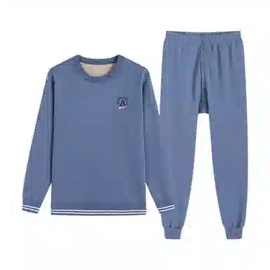 贴身领域 无痕加绒加厚圆领可外穿保暖套装 男款