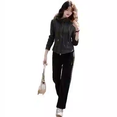 【dme】 纯色拉链连帽休闲长袖夹克外套 女款