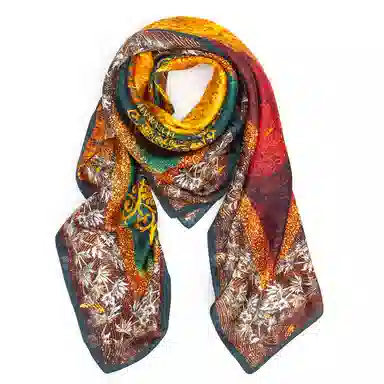 丝萝工艺 上海故事 花萝真丝喷绘大方巾 桑蚕丝 丝巾 女款 别样桃花