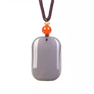 静汝玉 平安牌玉坠挂件玉佩 和田玉项链 烟紫 男女同款情侣款